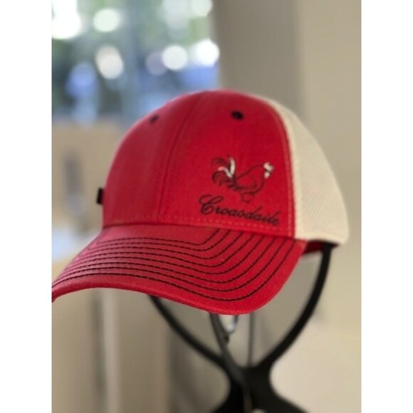 Callaway Hat Cap Red White Mesh Croasdaile Rooster Golf Black Embroidered Adjust - Picture 2 of 8